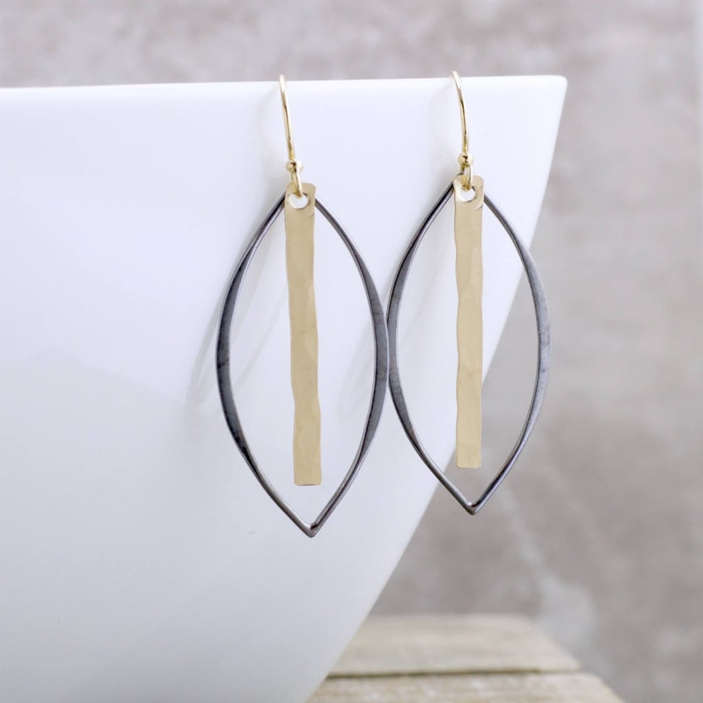 Minimalist Black and Gold Earrings