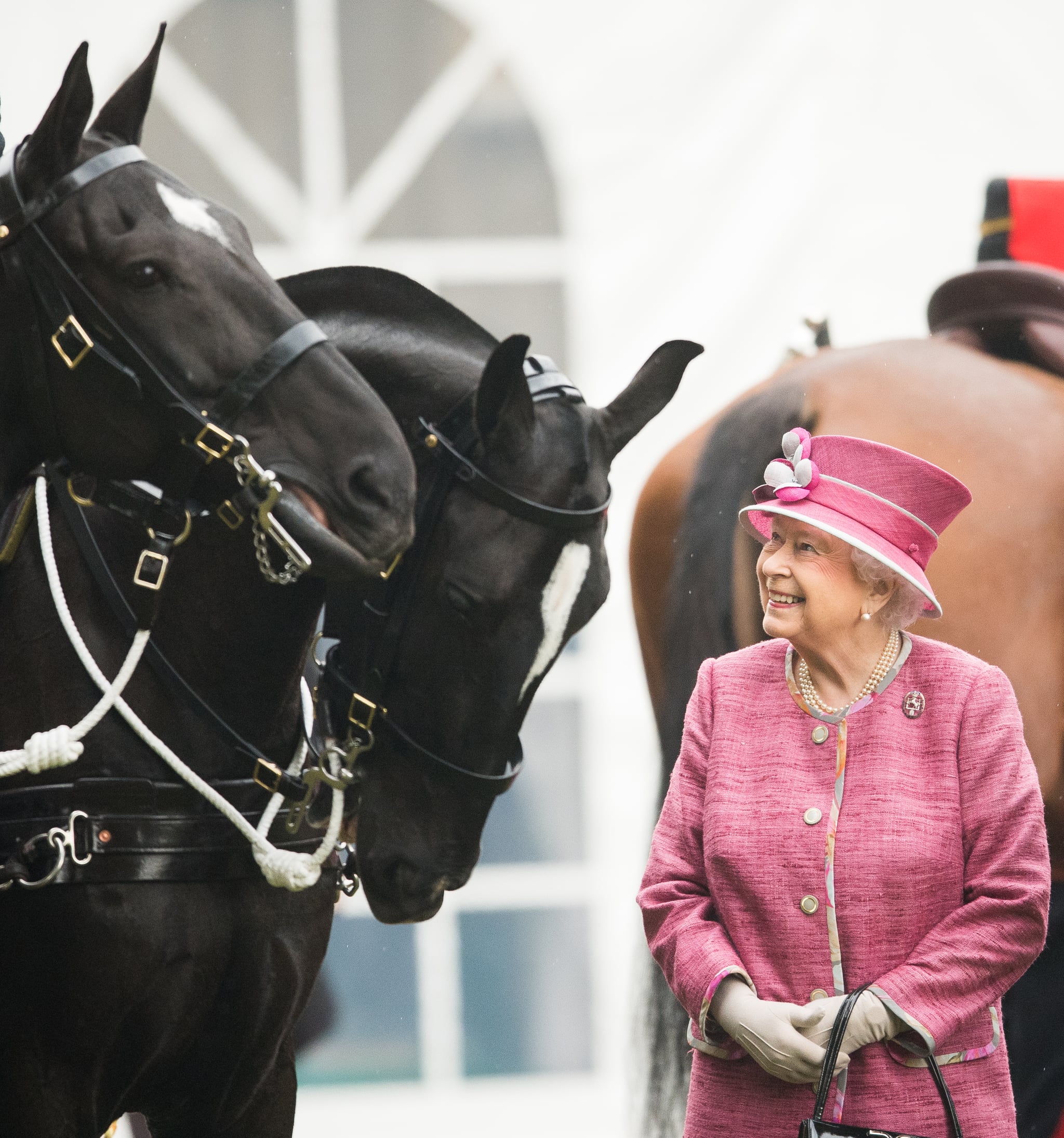 Queen Elizabeth II reviews The King's Troop Royal Horse Artillery in 2017