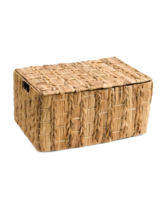 Large Chevron Open Weave Natural Storage Bin