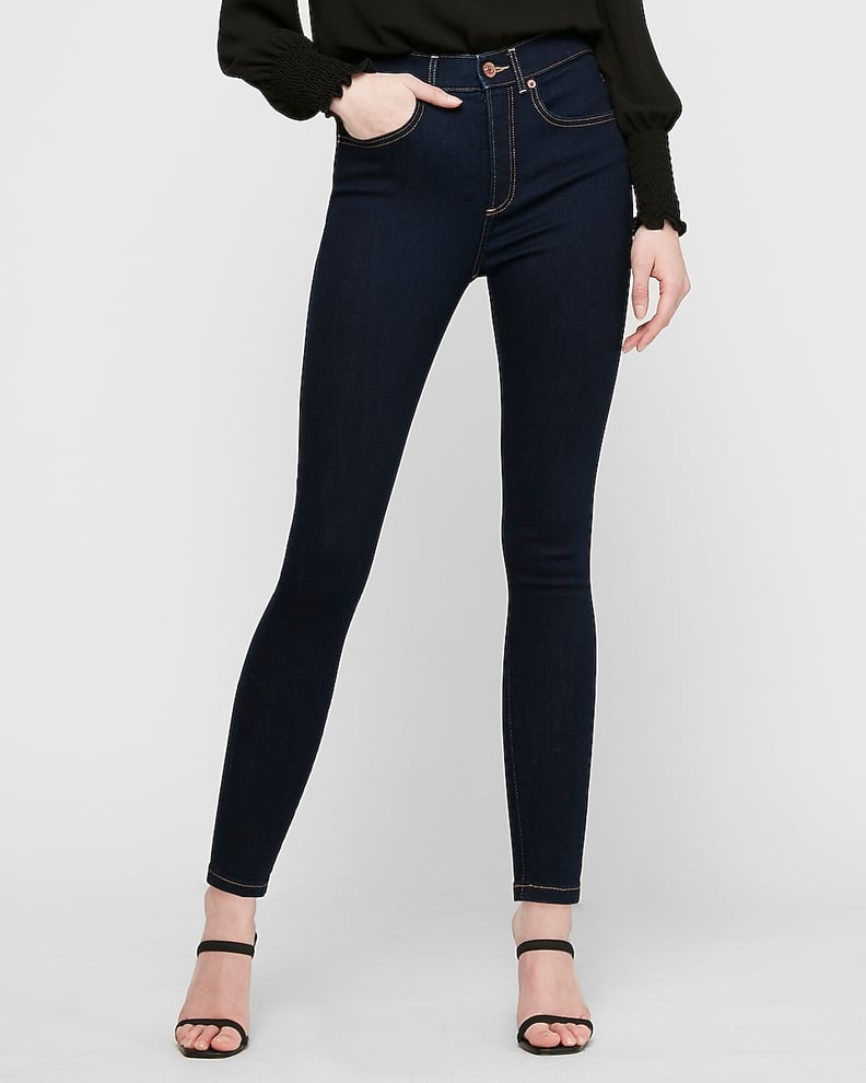 High-Waisted Denim Perfect Dark-Wash Ankle Leggings