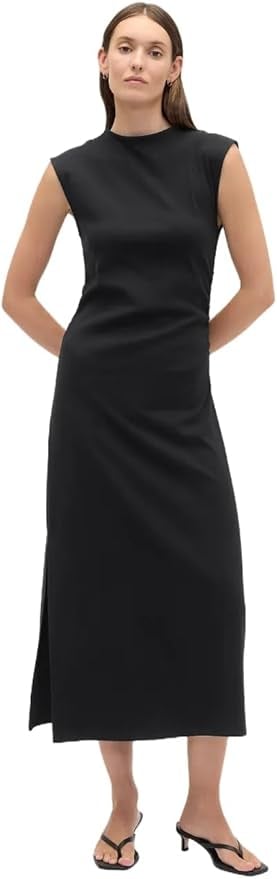Gap Highneck Ruched Knit Maxi Dress ($28, originally $60)
Whether you're feeling sartorially inspired by "Love Story," or have been a longtime fan of the quiet-luxury aesthetic, you might want to grab this black maxi. As part of Gap's CBK collection, it reflects Caroline Bessette Kennedy's effortless, minimalist style, thanks to its slight ruching and subtle slits.
