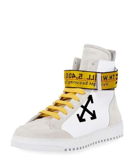 Off-White Suede & Leather High-Top Sneaker