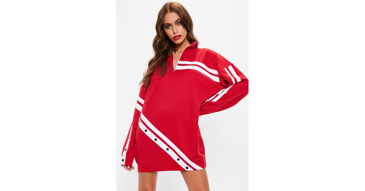 Missguided Red Sports Stripe Sweatshirt Dress | Bella Hadid's Tommy ...