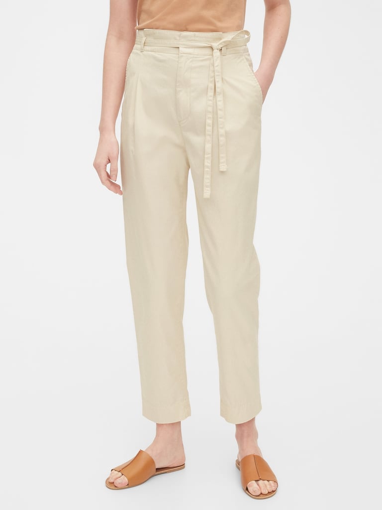 Paperbag-Waist Khaki Pants