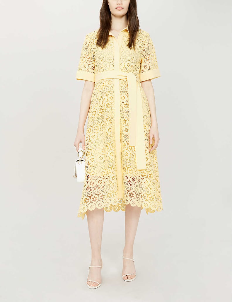 Maje Embroidered-Lace Midi Shirt Dress