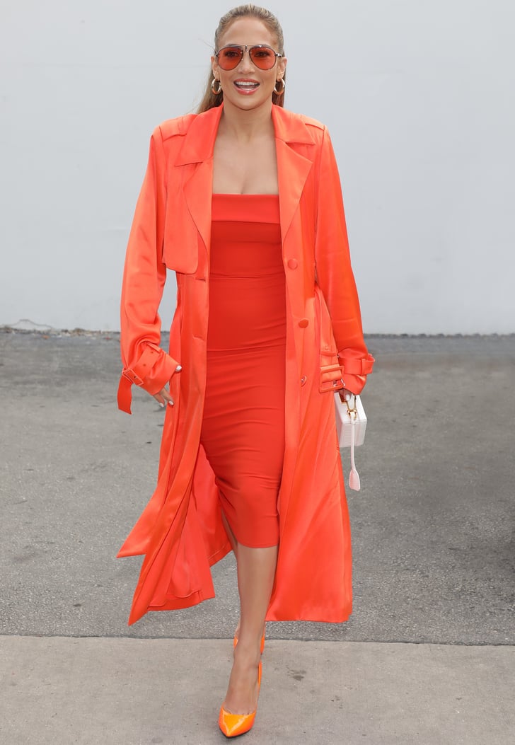 Jennifer Lopez's Orange Dress and Heels 