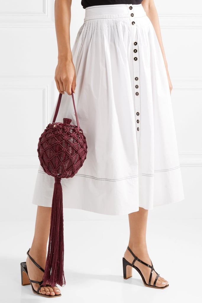 Ulla Johnson Leia Leather-Trimmed Wicker and Macramé Shoulder Bag