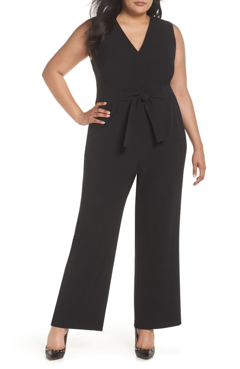 Vince Camuto Crepe Tie-Front Wide-Leg Jumpsuit