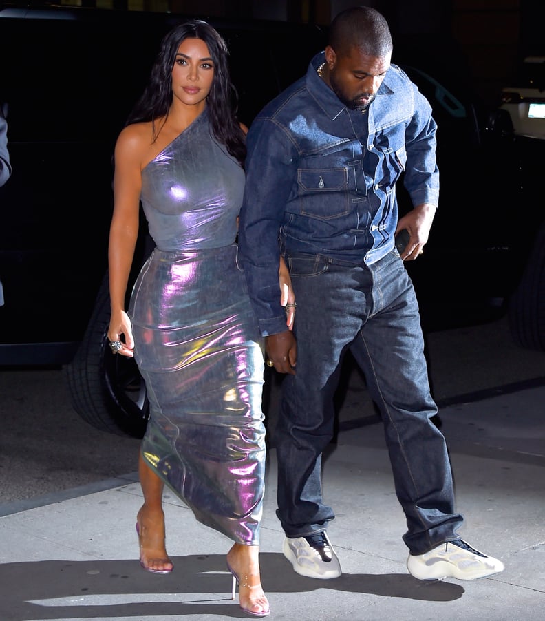 Kim Kardashians Rick Owens Iridescent Dress With Kanye West Popsugar Fashion 4112
