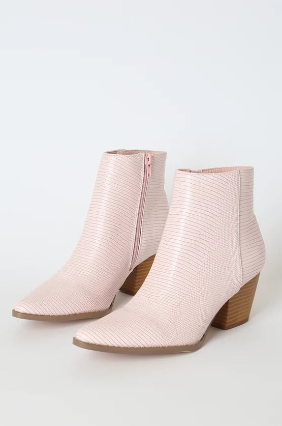 Spirit Blush Snake Pointed-Toe Ankle Booties