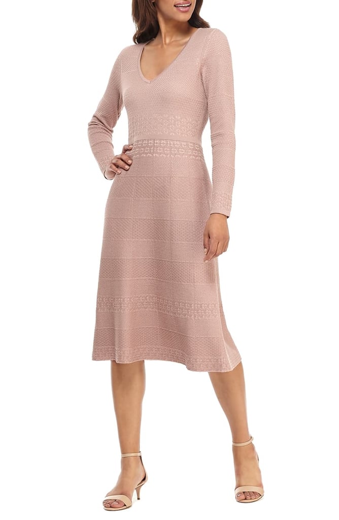 Gal Meets Glam Collection Heidi Mixed Stitch Long Sleeve Sweater Dress