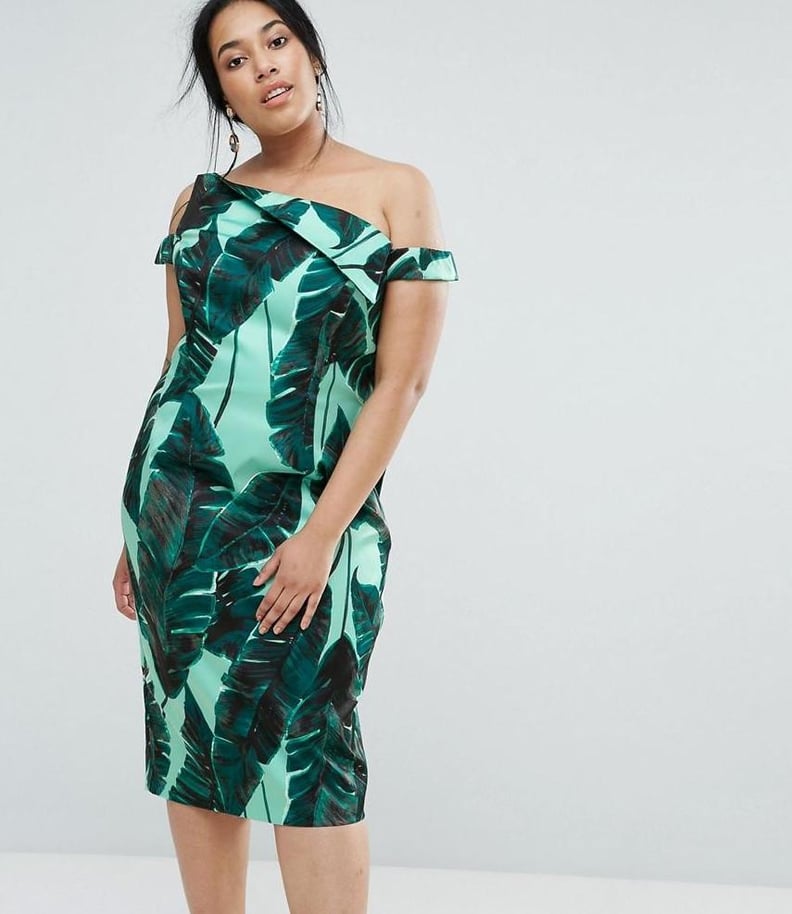Asos Palm Leaf Hitchcock Midi Pencil Dress