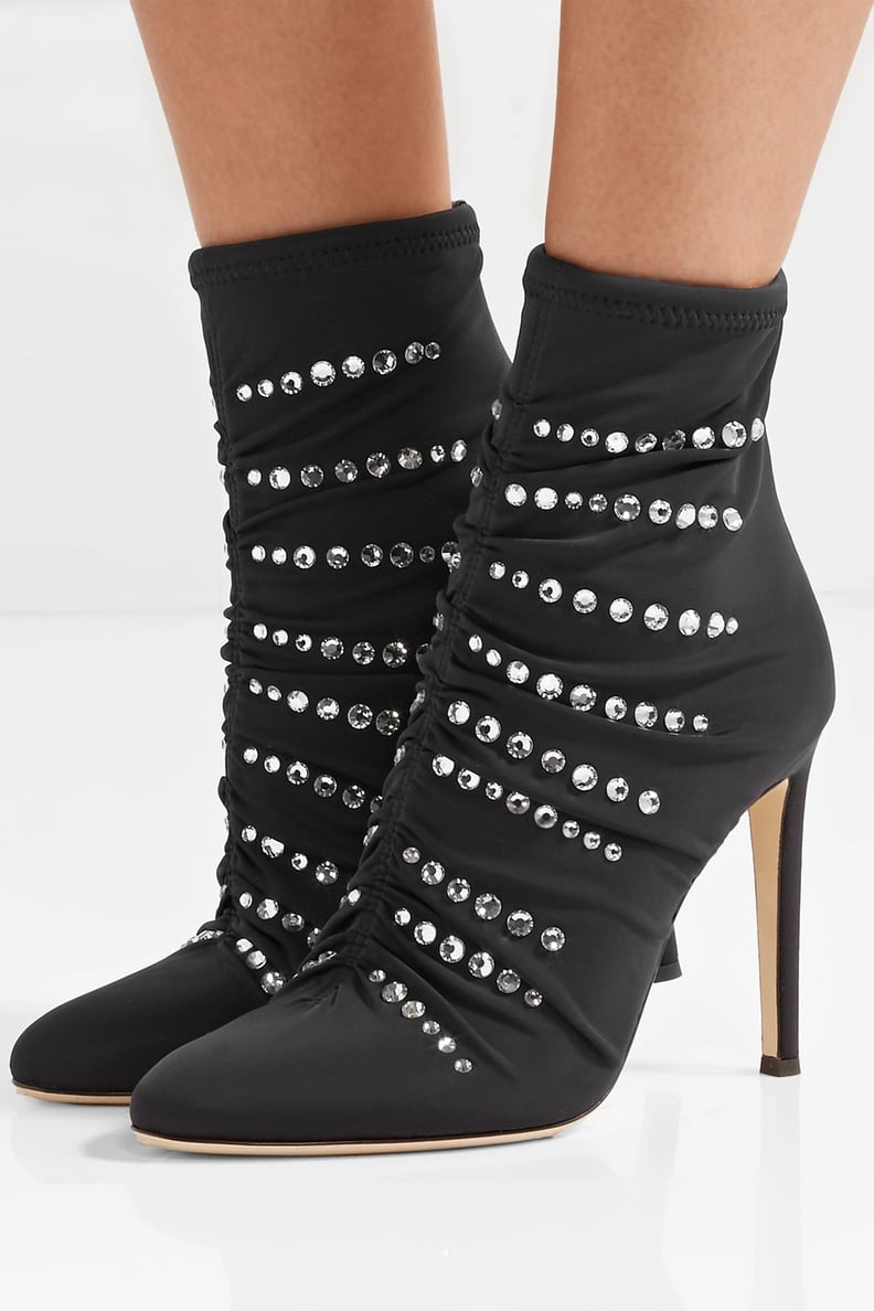 Giuseppe Zanotti Bimba Crystal-Embellished Stretch-Knit Sock Boots