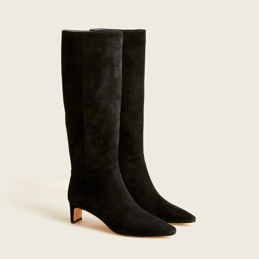 Dressy Boots: Low-Heel Suede Tall Boots