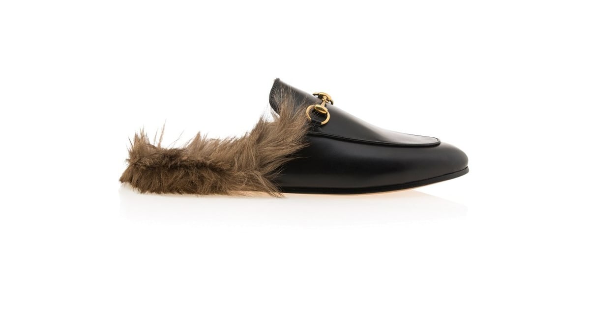 gucci fur slip on loafer