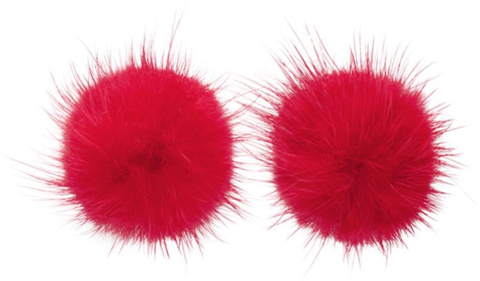 Wild and Woolly Red Mink Puff Ball Earrings