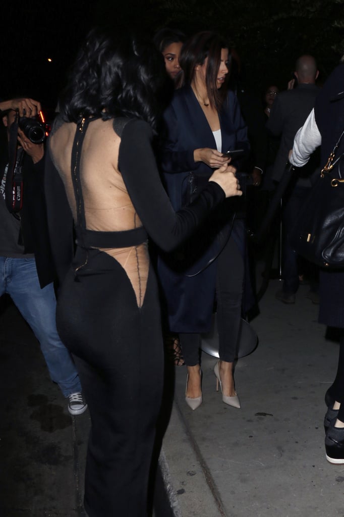 From the side, Kylie's dress showed off much more skin.