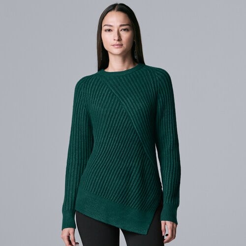 Simply Vera Vera Wang Asymmetrical Mix-Stitch Sweater