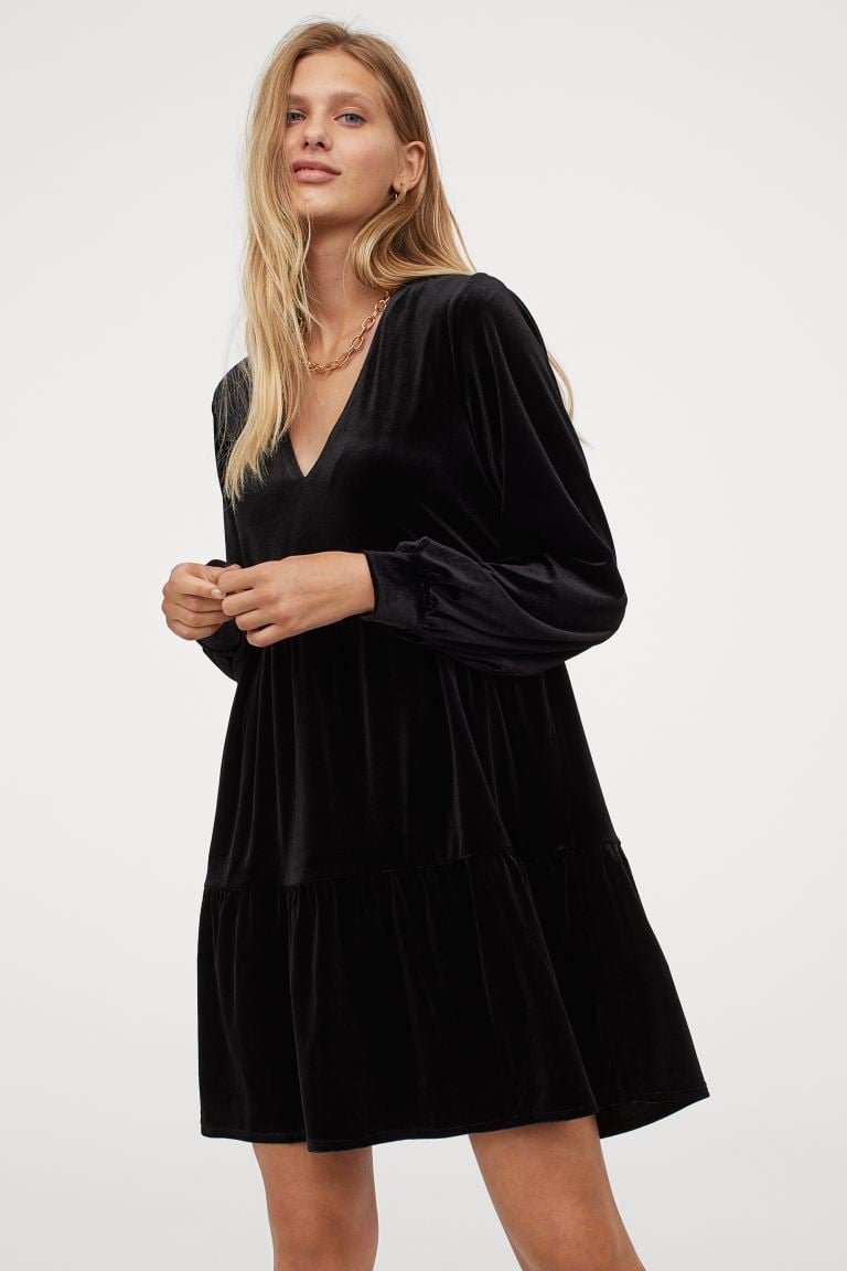 V-neck Velour Dress