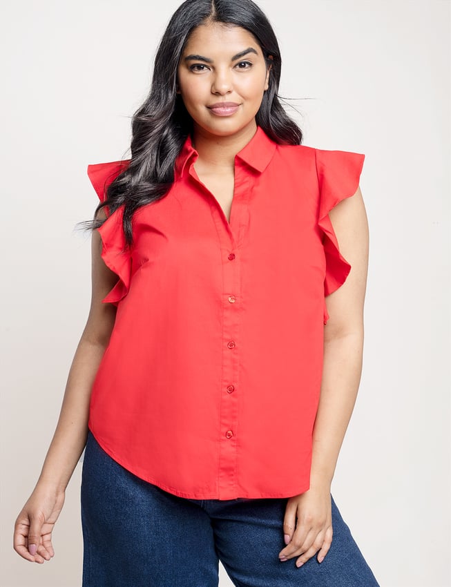 Eloquii Flutter Sleeve With Collar