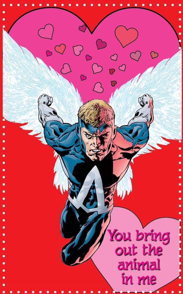 Animal Man proves he can be creepy in this valentine from the Young Romance book ($18).