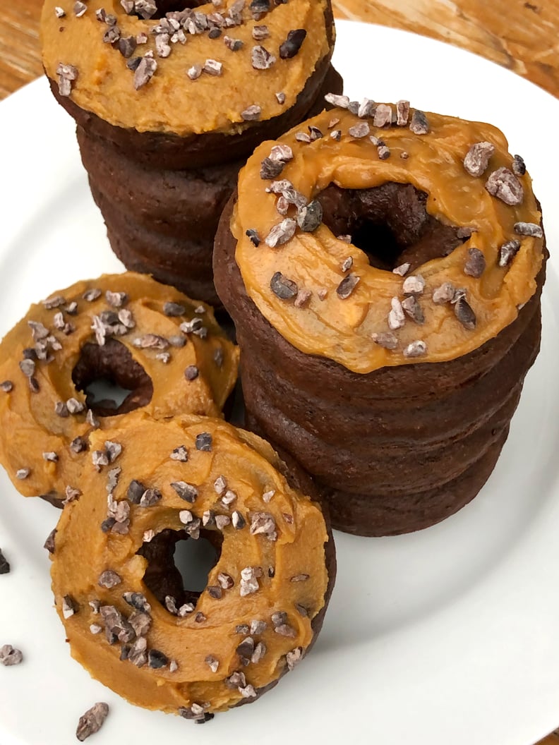 Baked Chocolate Protein Doughnuts With Peanut Butter Frosting