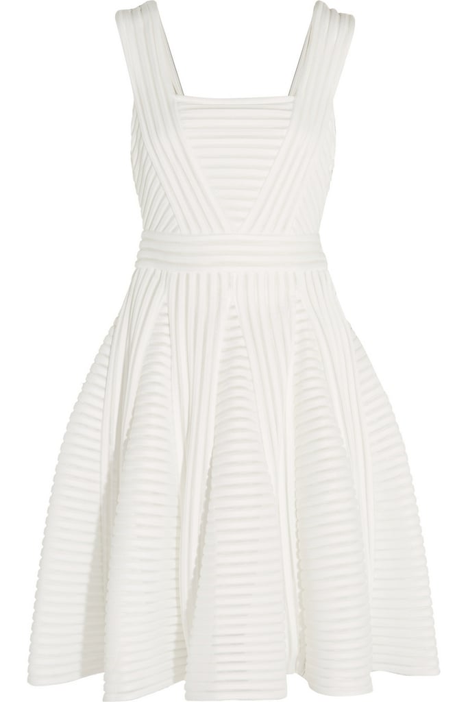 MAJE Striped mesh and jersey mini dress ($410)