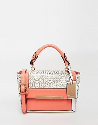 Dune Deeta Coral and Cream Laser Cut Handheld