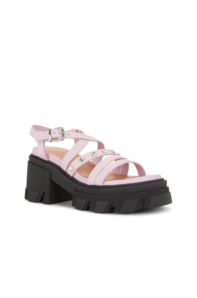 Best Chunky Platform Sandal: Ganni Cleated Strappy Sandal in Winsome Orchid