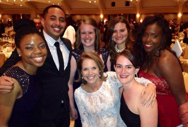 Katie Couric highlighted the importance of the White House Correspondents' Dinner in a group photo she took with the organization's scholarship recipients. 
Source: Twitter user katiecouric