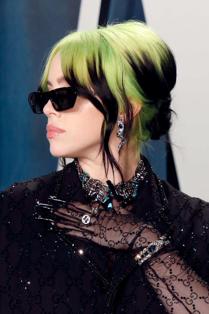 Billie Eilish's "Drenched" Neon Hair at the 2020 Vanity Fair Oscars Party