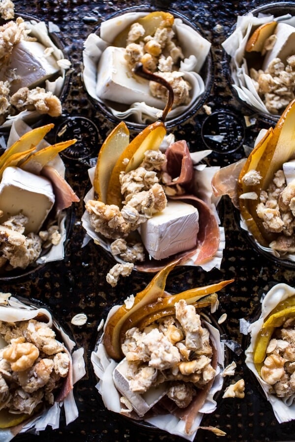 Prosciutto Baked Brie Bites With Honey Pears and Walnuts