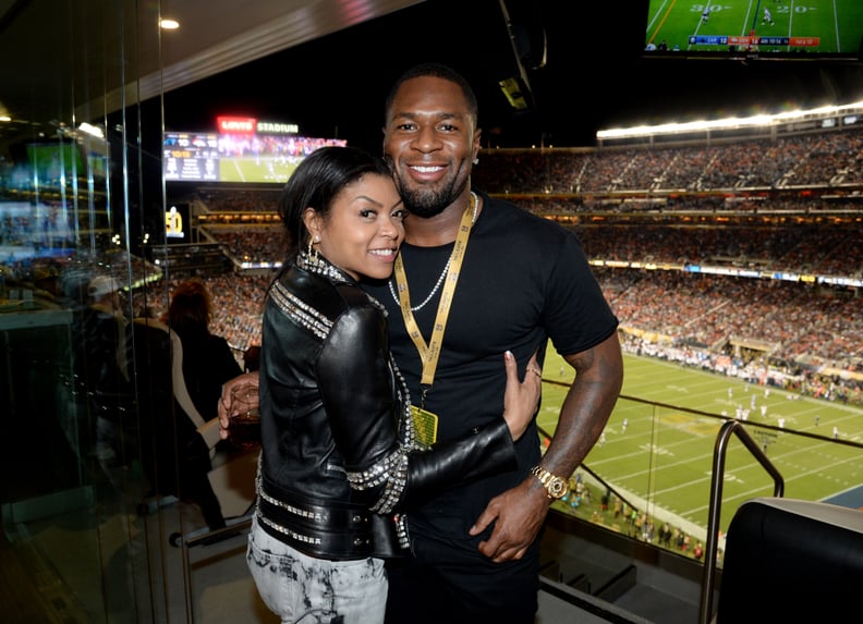 SANTA CLARA, CA - FEBRUARY 07:  Actress Taraji P. Henson (L) and NFL player Kelvin Hayden attend Super Bowl 50 at Levi's Stadium on February 7, 2016 in Santa Clara, California.  (Photo by Kevin Mazur/WireImage)