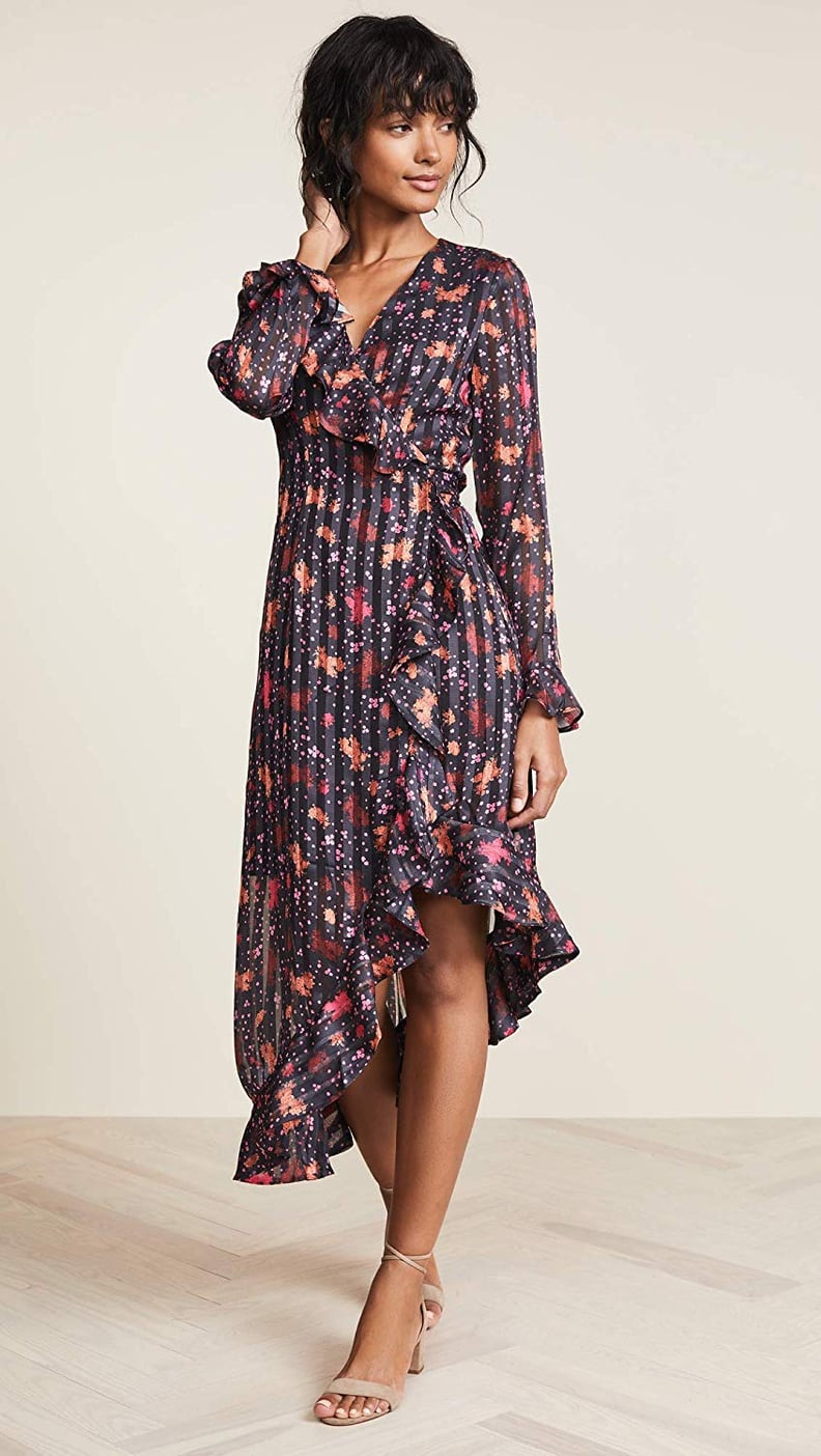 C/Meo Collective Significant Long Sleeve Asymmetrical Floral Wrap Dress