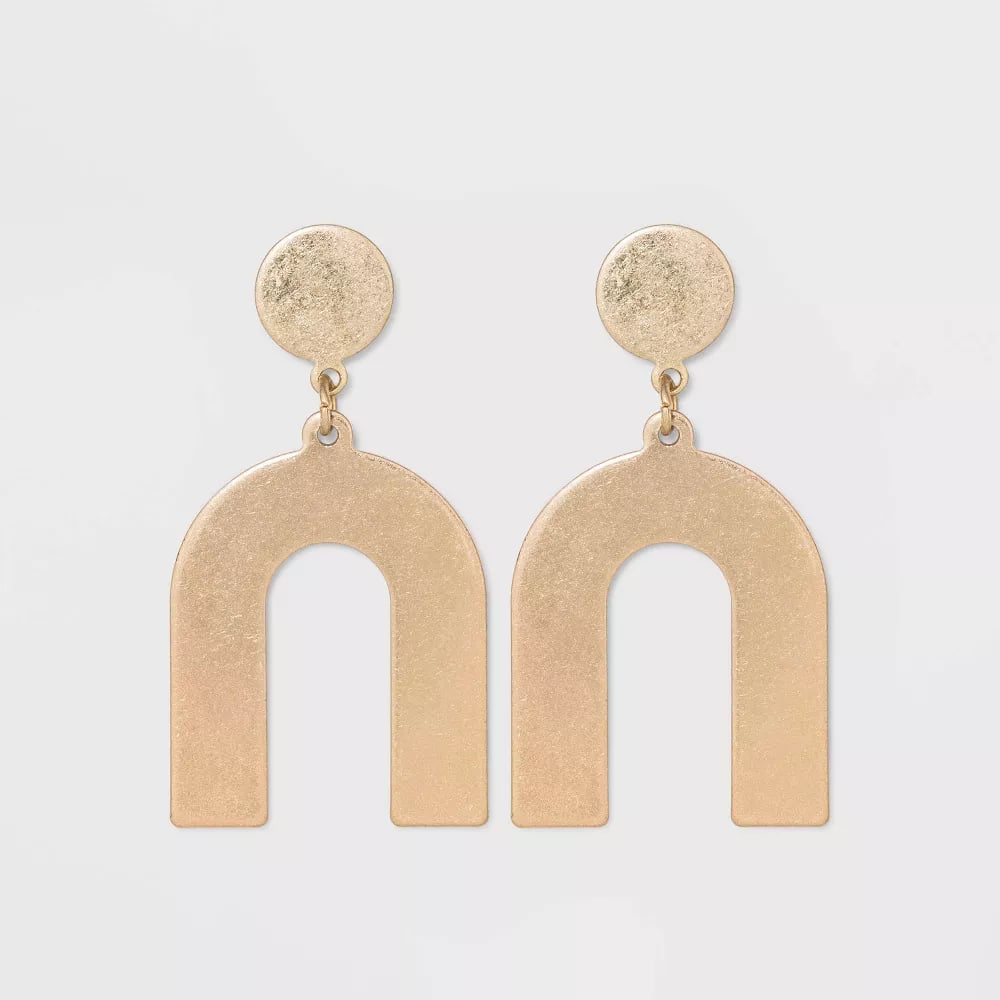 Universal Thread Flat Geometric Brass and in Worn Gold Post Top Stud Earrings