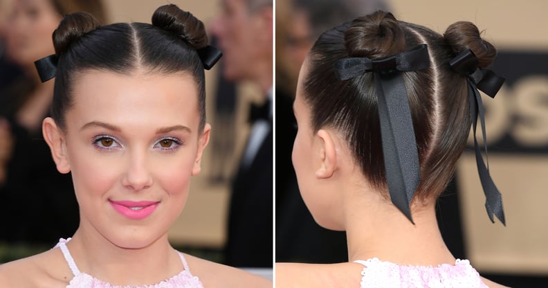 Millie Bobby Brown's Ribbon Space Buns, 2018