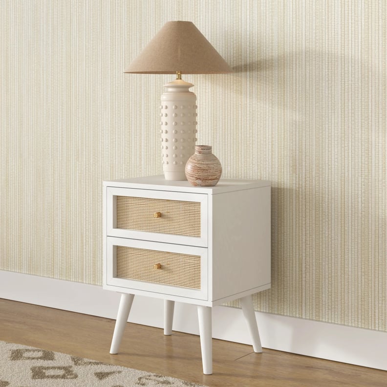 A Cane Accent Piece: Adley 2 Drawer Nightstand