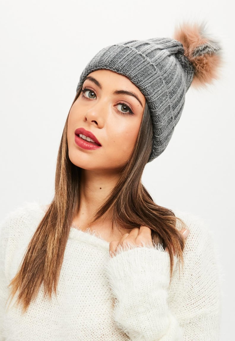 Missguided Gray Single Bobble Hat