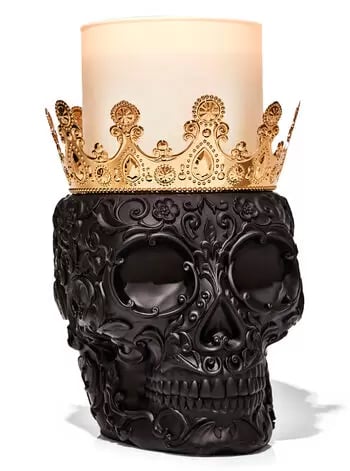 Bath & Body Works Filigree Skull with Crown Candle Holder