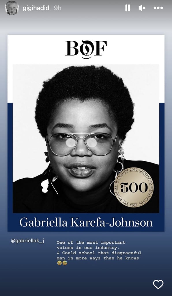 Gigi Hadid's Instagram Story Defending Gabriella Karefa-Johnson | Gigi