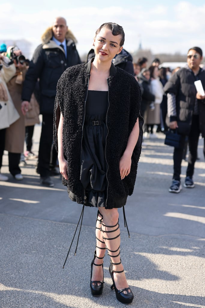 Maisie Williams Wears Buckle-Up Heels at Paris Fashion Week