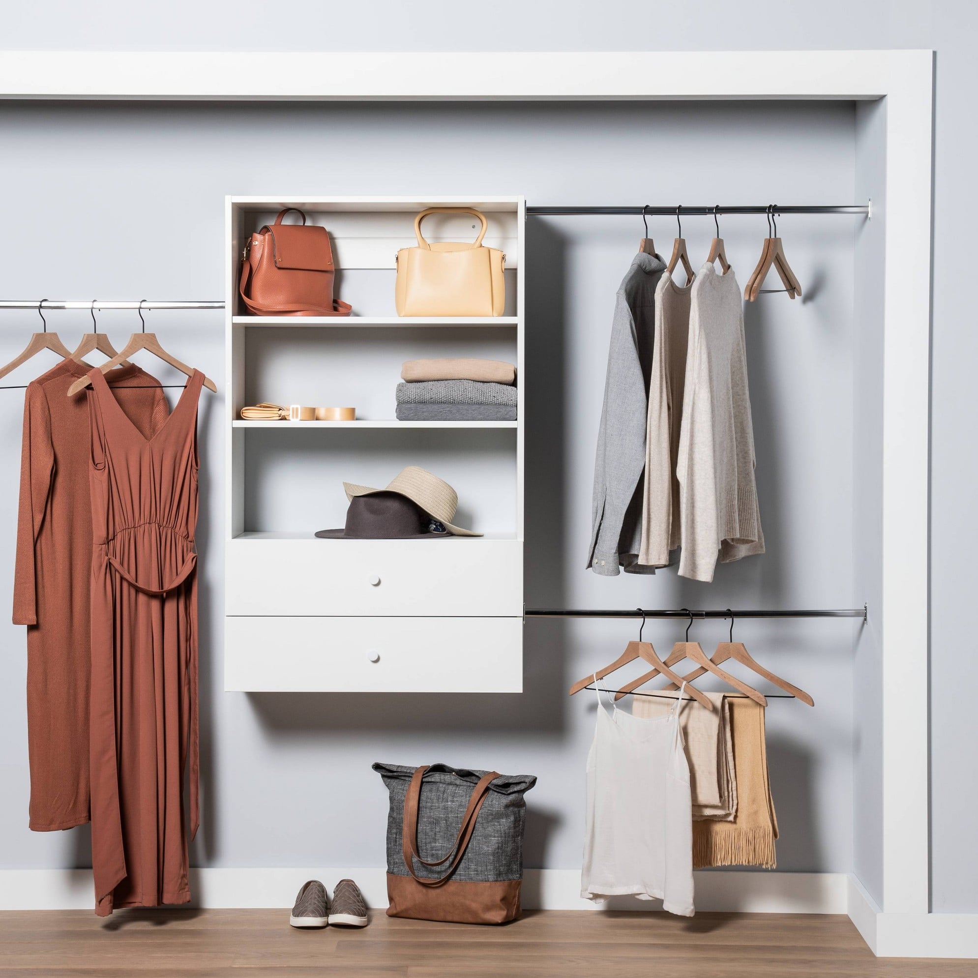 Adjustable Closet Shelves, Expandable Metal Closet Storage Shelf, Closet Organizers and Storage DIY Shelves for Closet Cabinet Wardrobe Cupboard