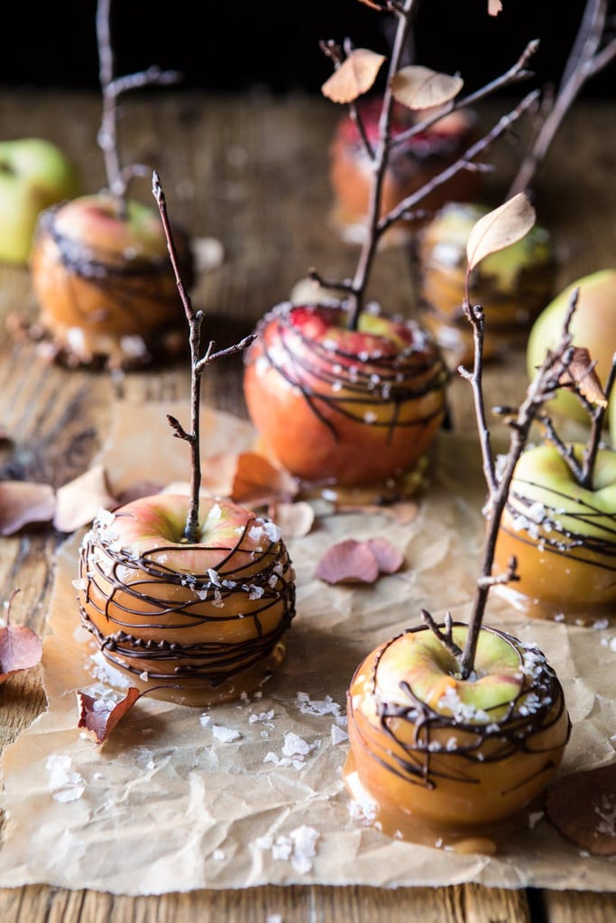 Sweet and Salty Chocolate-Drizzled Cider Caramel Apples