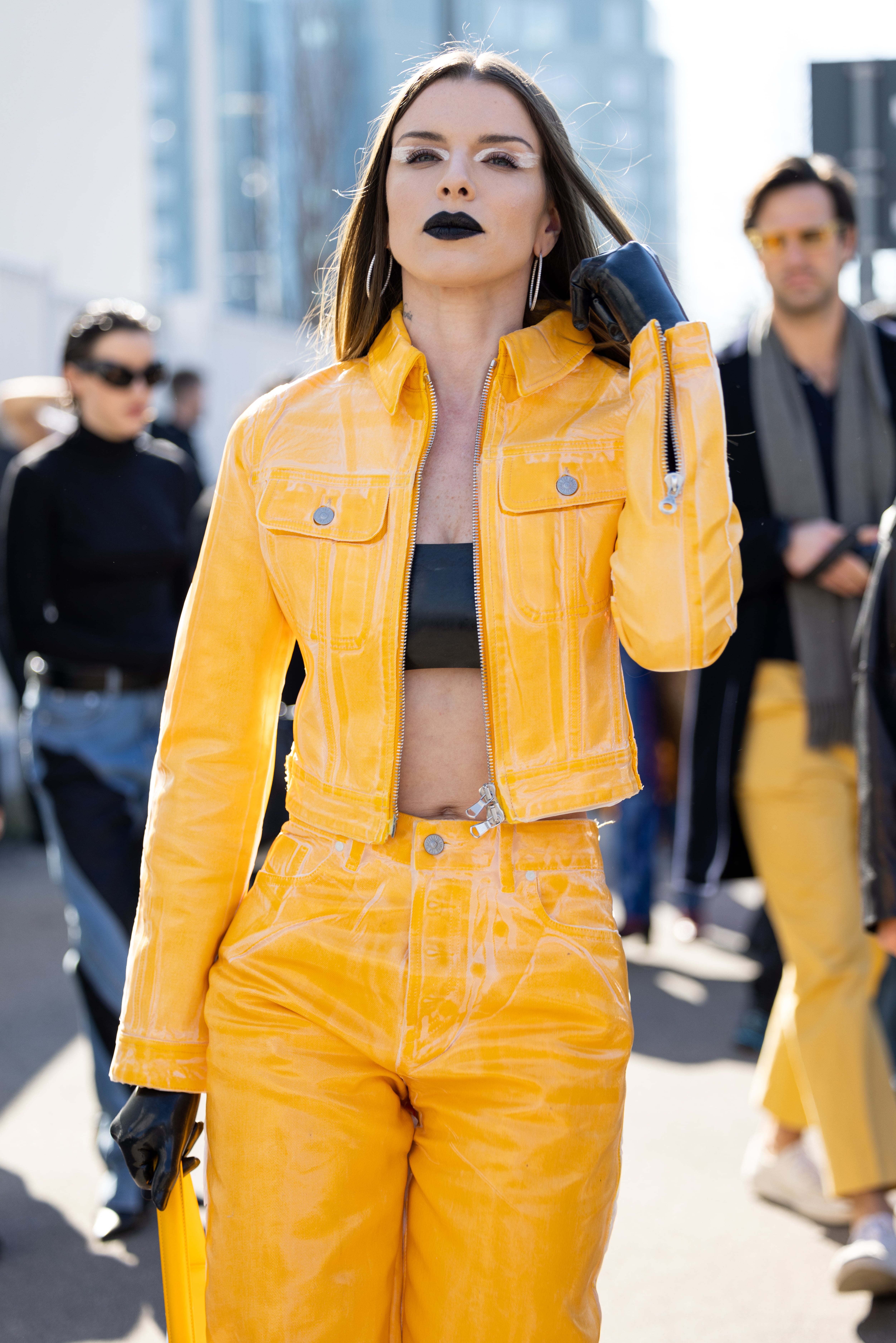 DIESEL Leather Jacket With Belt in Yellow