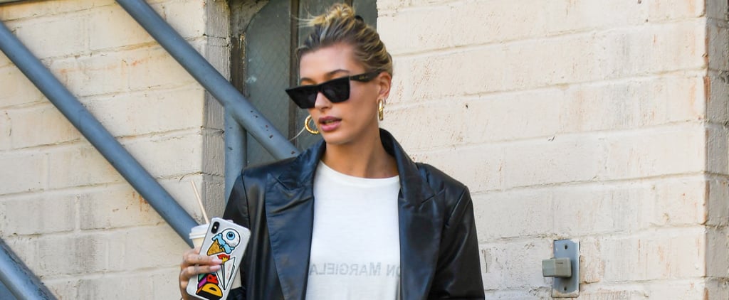 Hailey Baldwin Wearing White Boots With T-Shirt as a Dress