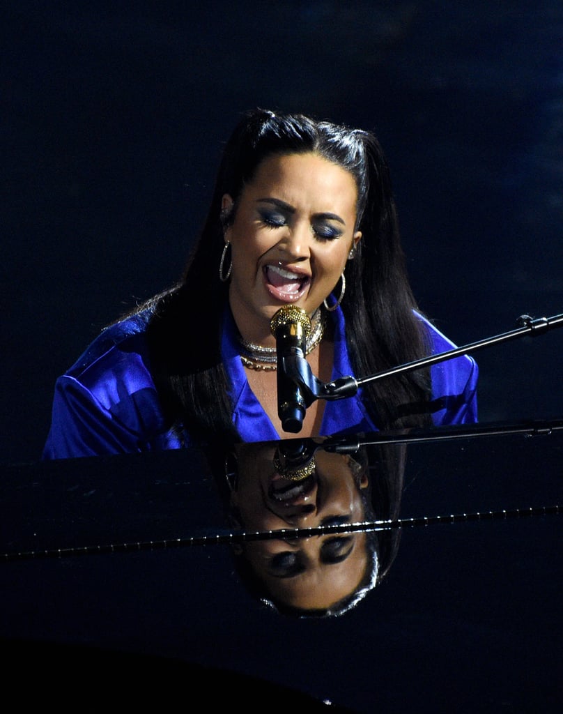 Demi Lovato Purple Suit at Billboard Music Awards 2020