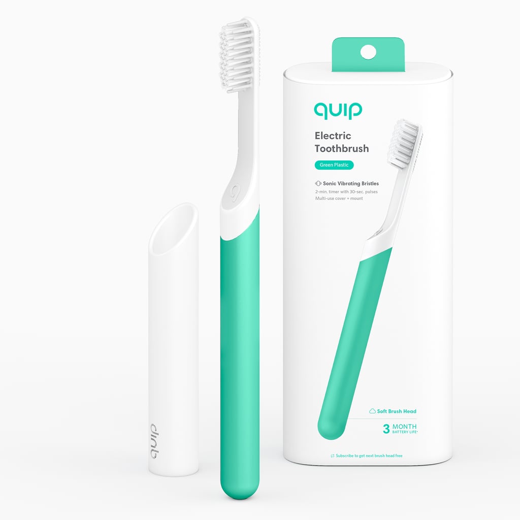 Quip Electric Toothbrush, Built-In Timer + Travel Case, Green Plastic