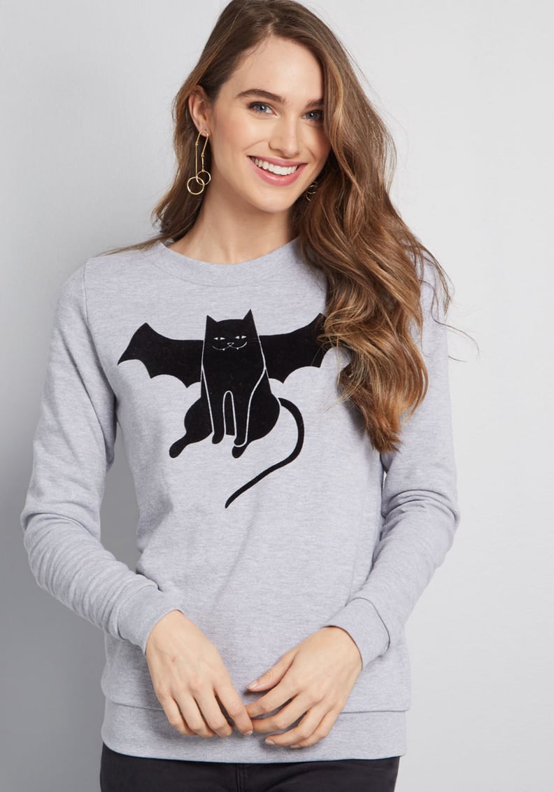 Featured Creature Flocked Cat Sweatshirt