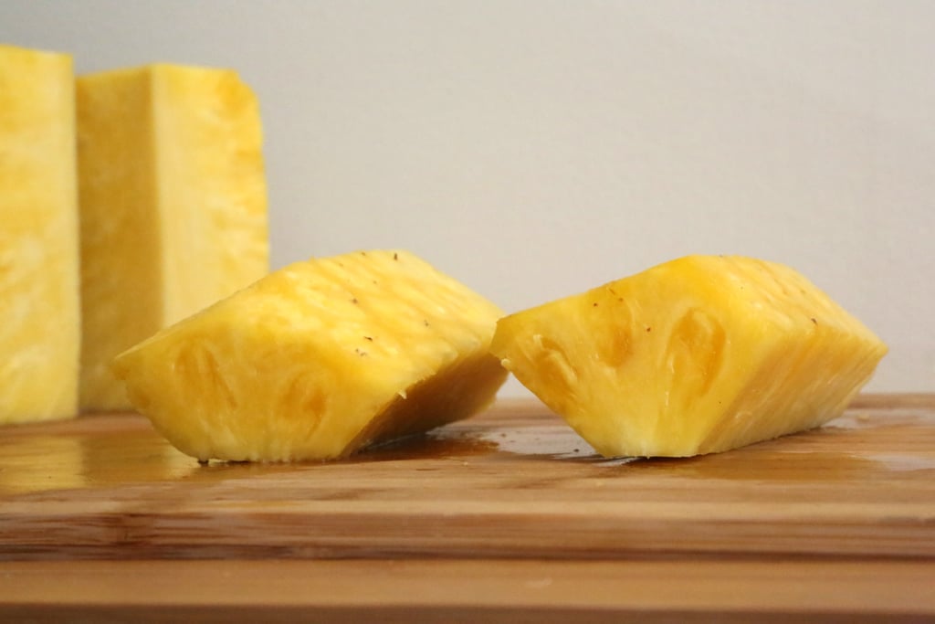 Now you have ready-to-cut pineapple spears.