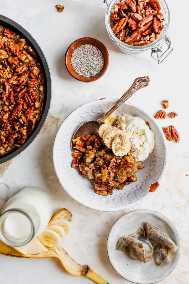 Chai-Spiced Baked Oatmeal With Pecan Crumble